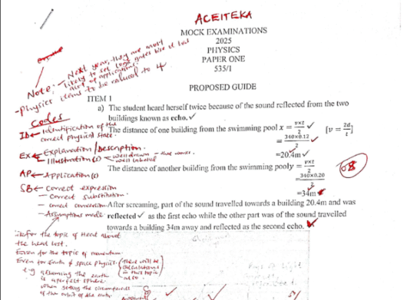 ACEITEKA JOINT MOCK UCE PHYSICS 1 GUIDE 2025