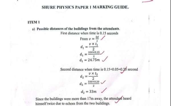 PHYSICS 1 SHULE GUIDE 2025